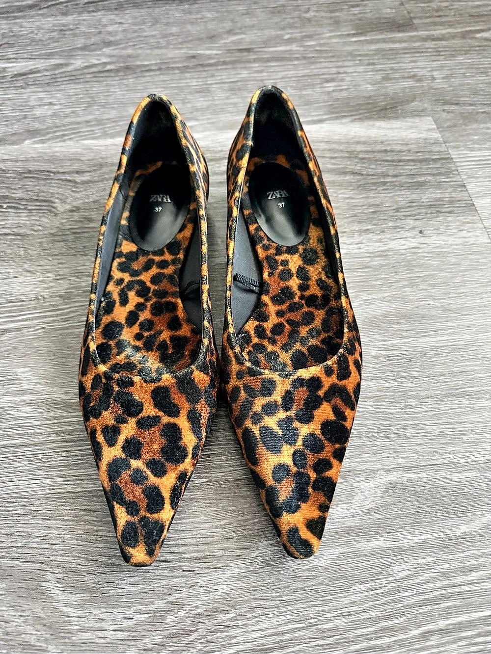 Zara Pointed-Toe Animal Print Flats